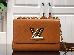 LV M59686 Louis Vuitton Twist MM Gold Miel Brown - Default Title - View 1