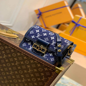 LV M59716 Louis Vuitton Mini Dauphine Denim Leather Bag - Default Title - View 1