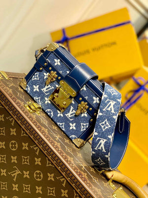 LV M59717 Louis Vuitton Petite Malle Denim Bag Blue - Default Title - View 1