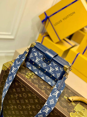 LV M59717 Louis Vuitton Petite Malle Denim Bag Blue - Default Title - View 2
