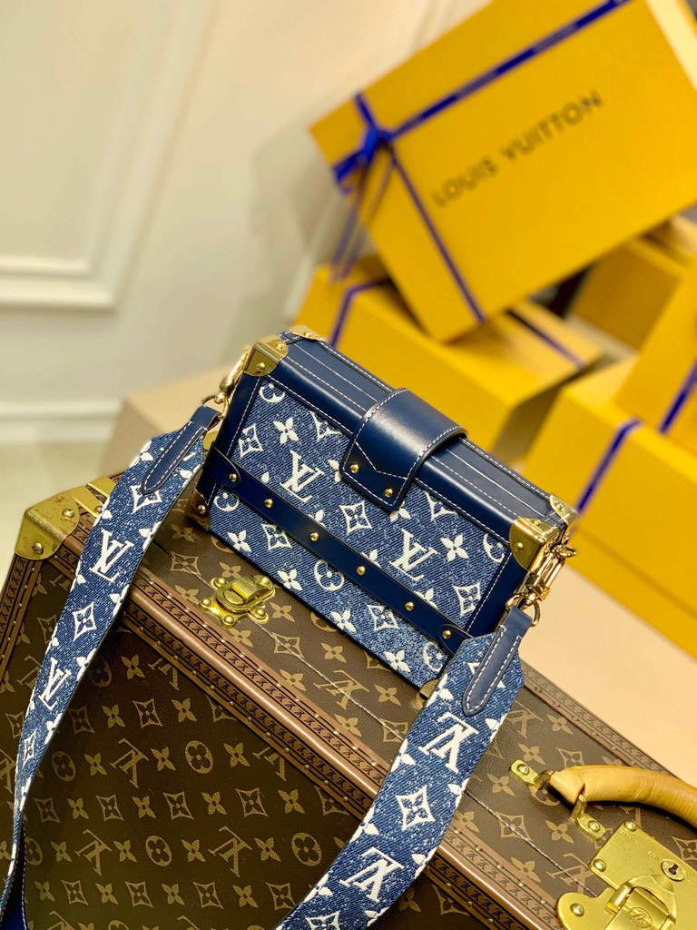 LV M59717 Louis Vuitton Petite Malle Denim Bag Blue - Default Title - View 2