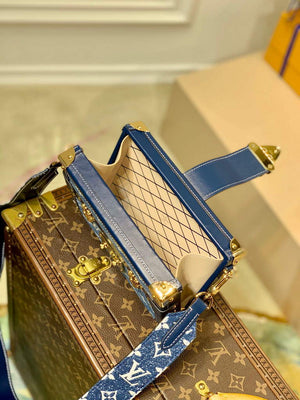 LV M59717 Louis Vuitton Petite Malle Denim Bag Blue - Default Title - View 7