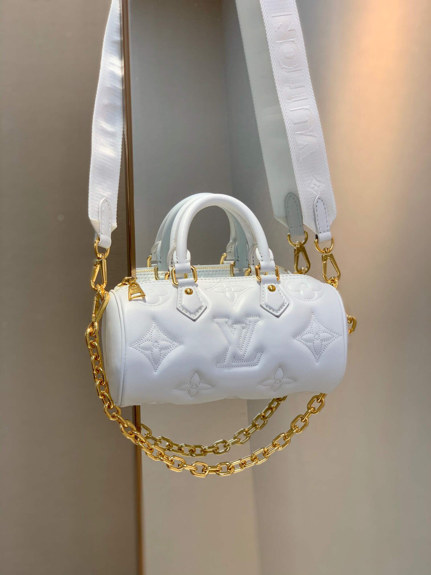 LV M59827 Louis Vuitton Papillon BB Handbag Snow White - Default Title - View 1