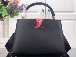 LV M59882 Louis Vuitton Capucines MM Handbag Black - Default Title - View 1