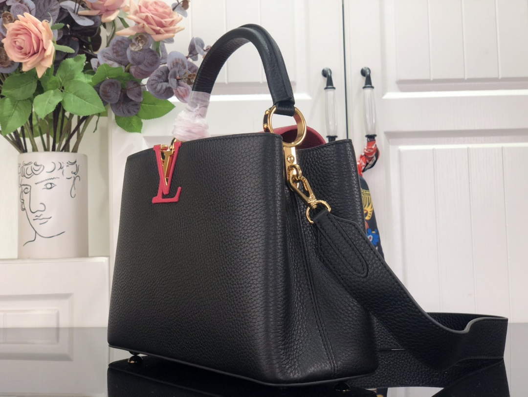 LV M59882 Louis Vuitton Capucines MM Handbag Black - Default Title - View 2