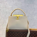 LV M59883 Louis Vuitton Capucines MM Handbag Cr¨¨me Beige / Plume Yellow - Default Title - View 1