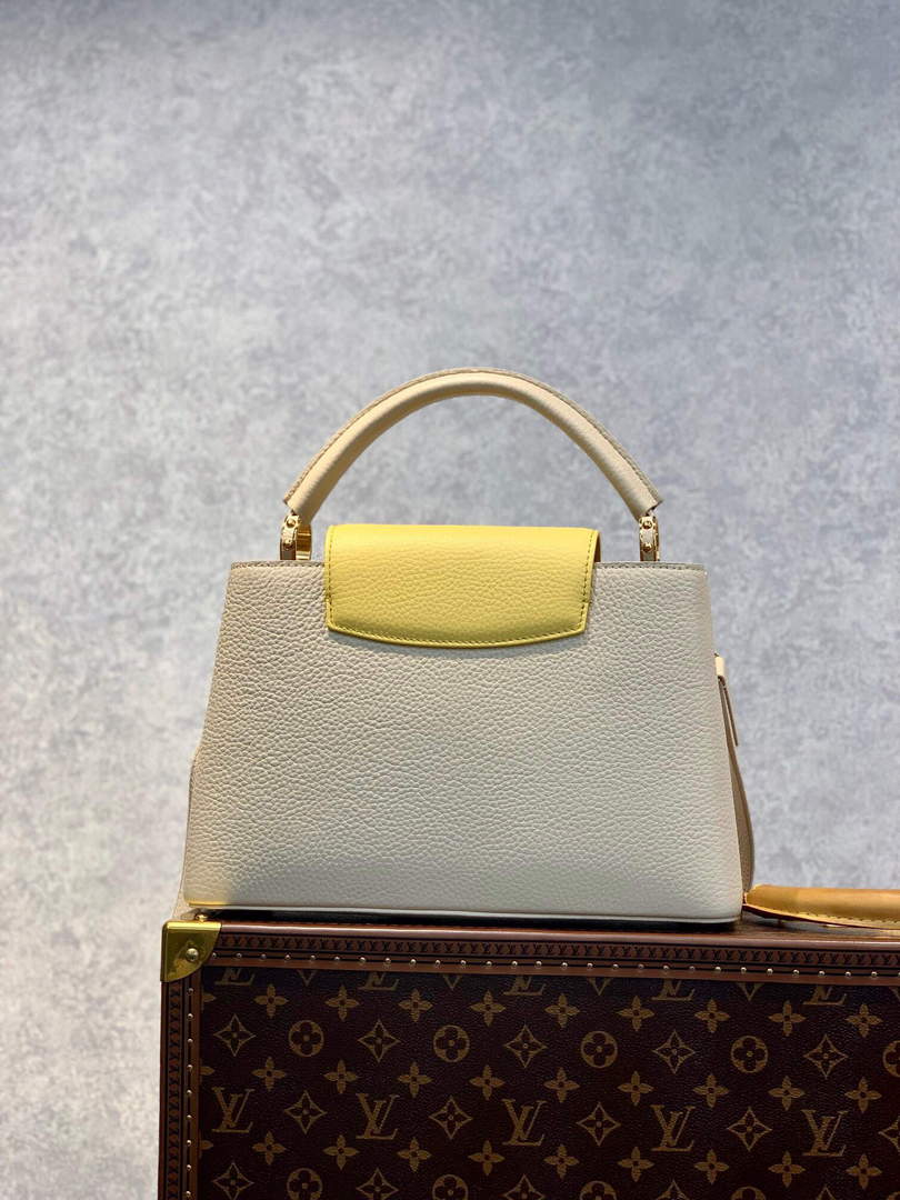 LV M59883 Louis Vuitton Capucines MM Handbag Cr¨¨me Beige / Plume Yellow - Default Title - View 2