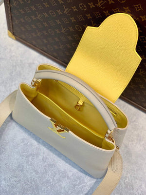 LV M59883 Louis Vuitton Capucines MM Handbag Cr¨¨me Beige / Plume Yellow - Default Title - View 8