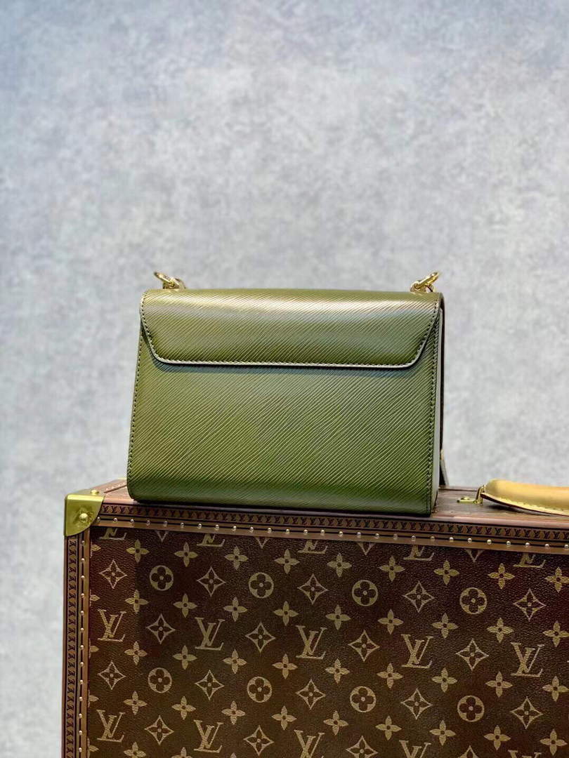 LV M59884 Louis Vuitton Twist MM Handbag Kaki / Quartz White - Default Title - View 3
