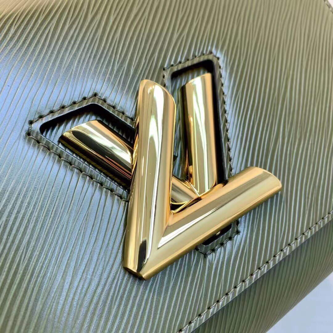 LV M59884 Louis Vuitton Twist MM Handbag Kaki / Quartz White - Default Title - View 5