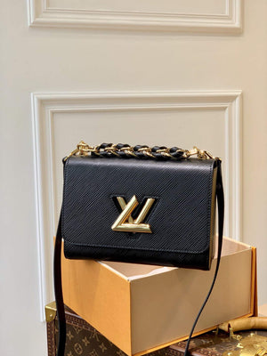 LV M59887 Louis Vuitton Twist MM EPI Leather Bag Black - Default Title - View 1