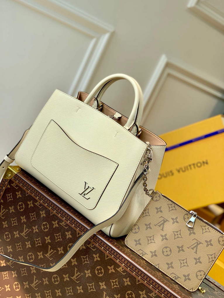 LV M59953 Louis Vuitton Marelle Tote MM Quartz White - Default Title - View 1
