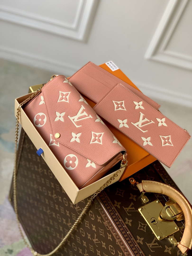 LV M61276 Louis Vuitton Felicie Pochette Bag M61276 Pink Leather