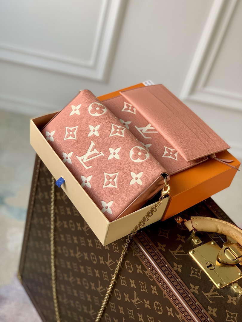 LV M61276 Louis Vuitton Felicie Pochette Bag M61276 Pink Leather