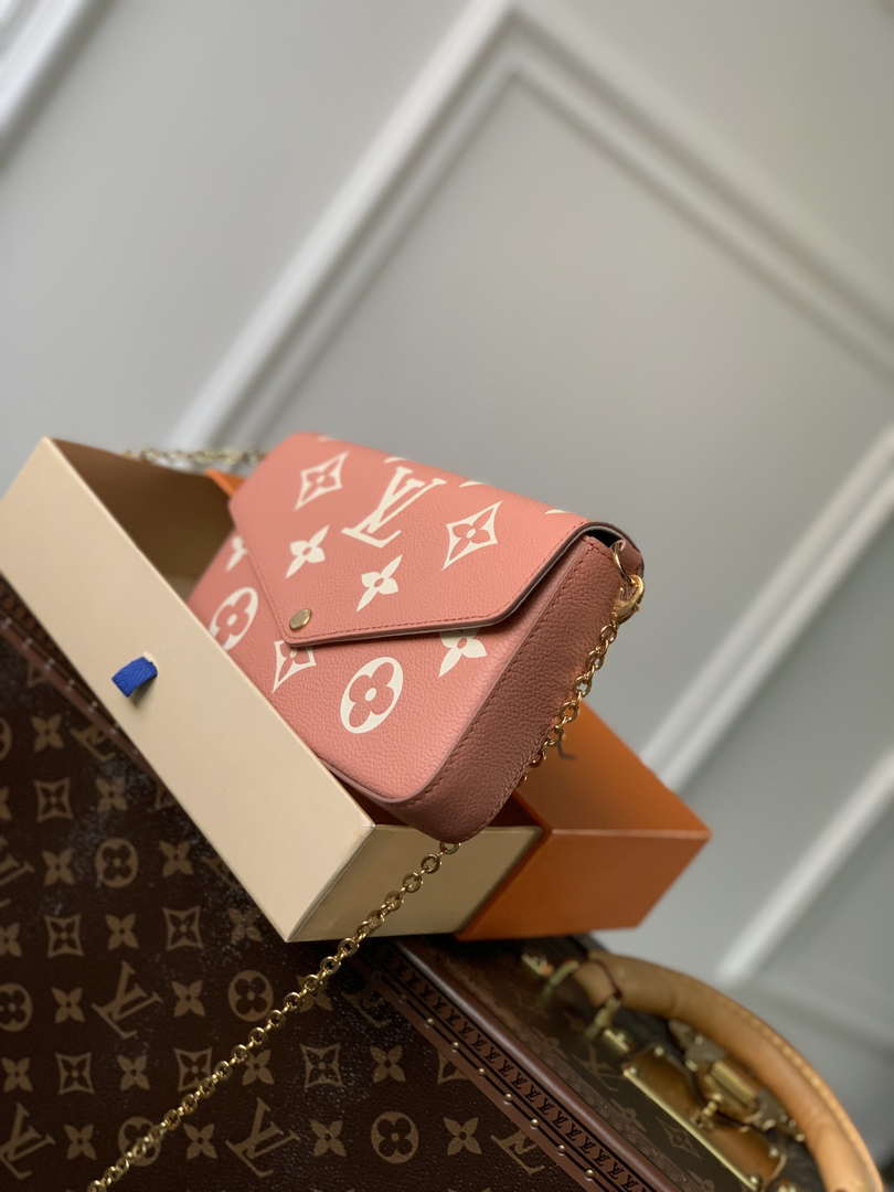 LV M61276 Louis Vuitton Felicie Pochette Bag M61276 Pink Leather