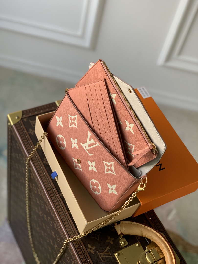 LV M61276 Louis Vuitton Felicie Pochette Bag M61276 Pink Leather