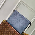 LV M61692 Louis Vuitton Pochette Voyage MM Bag Monogram £Âlue - Default Title - View 1