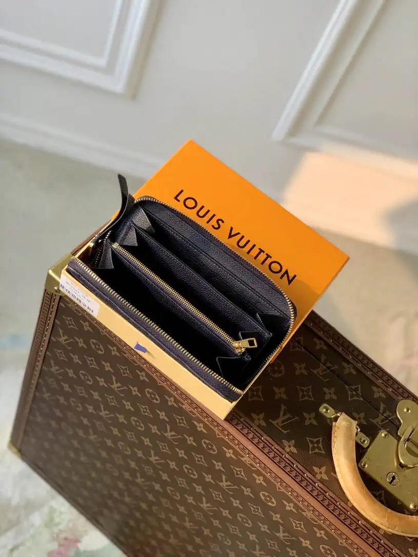 LV M61864 Louis Vuitton Zippy Wallet Blue Monogram Empreinte