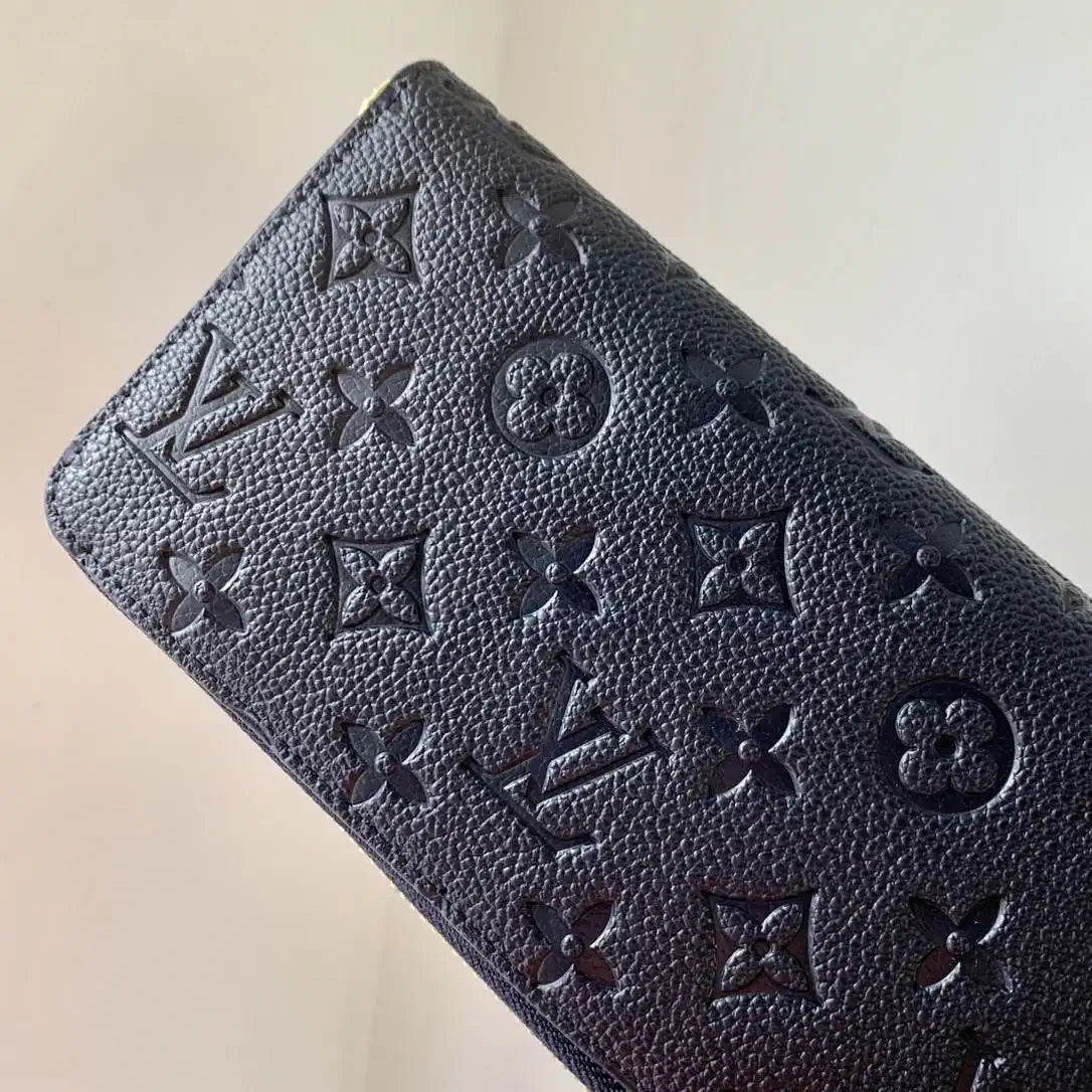 LV M61864 Louis Vuitton Zippy Wallet Blue Monogram Empreinte