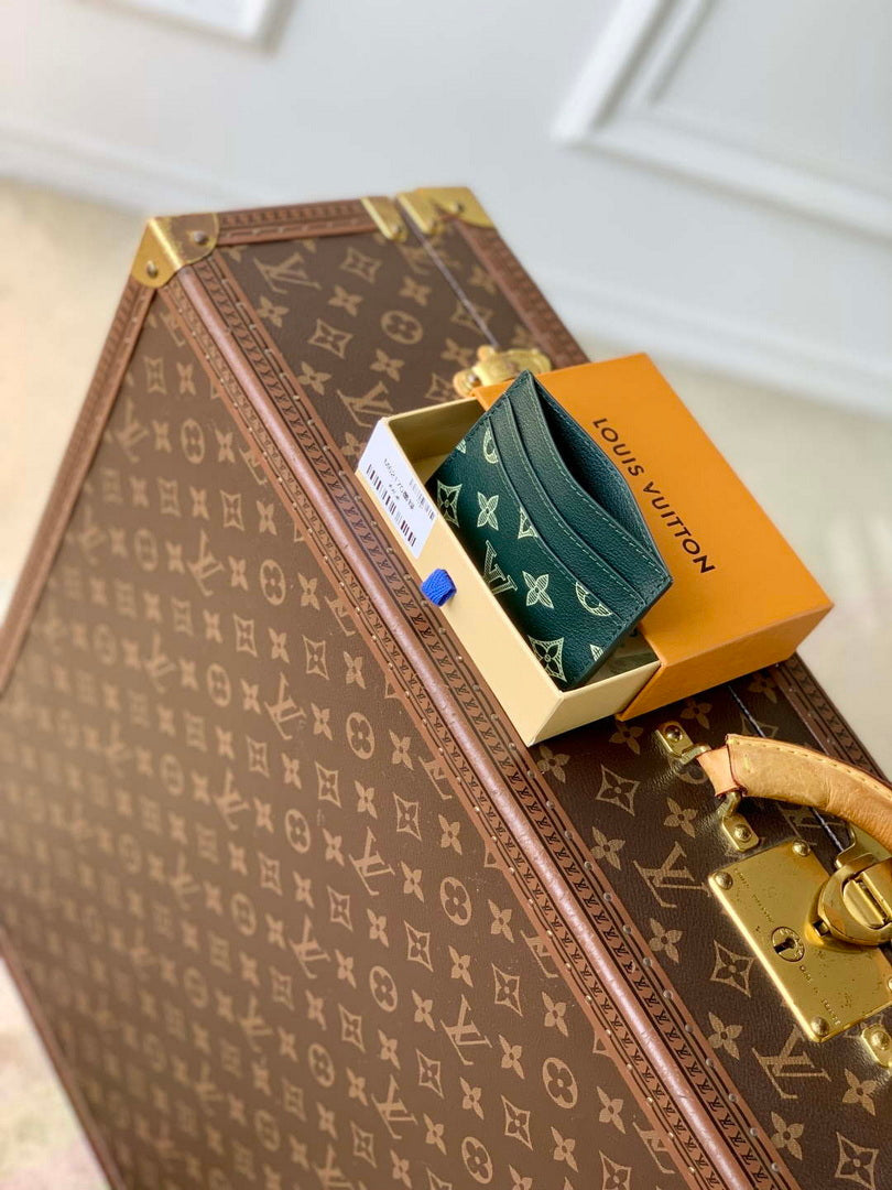 LV M62170 Louis Vuitton Double Card Holder Forest Green