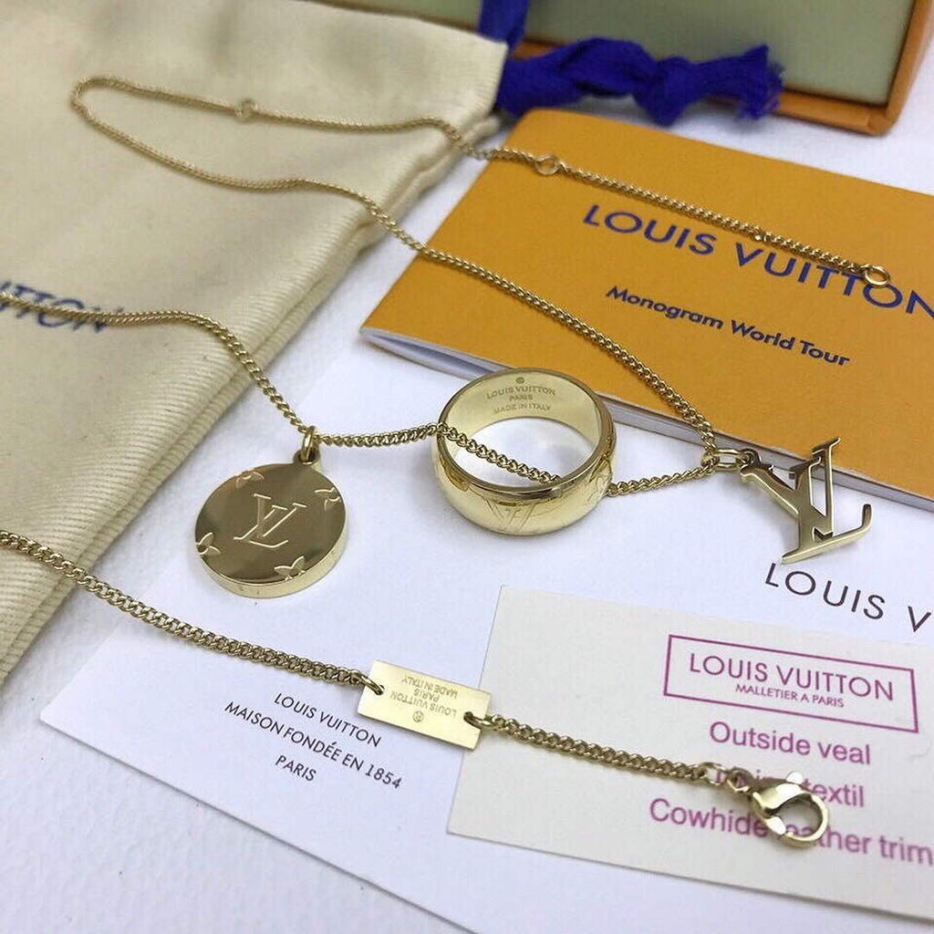LV M62485 Louis Vuitton Monogram Charms Necklace Gold