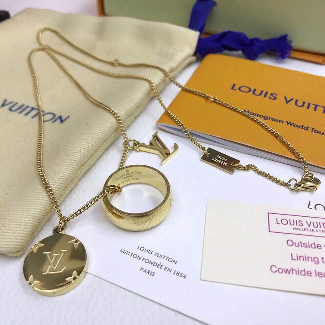 LV M62485 Louis Vuitton Monogram Charms Necklace Gold - Default Title - View 1