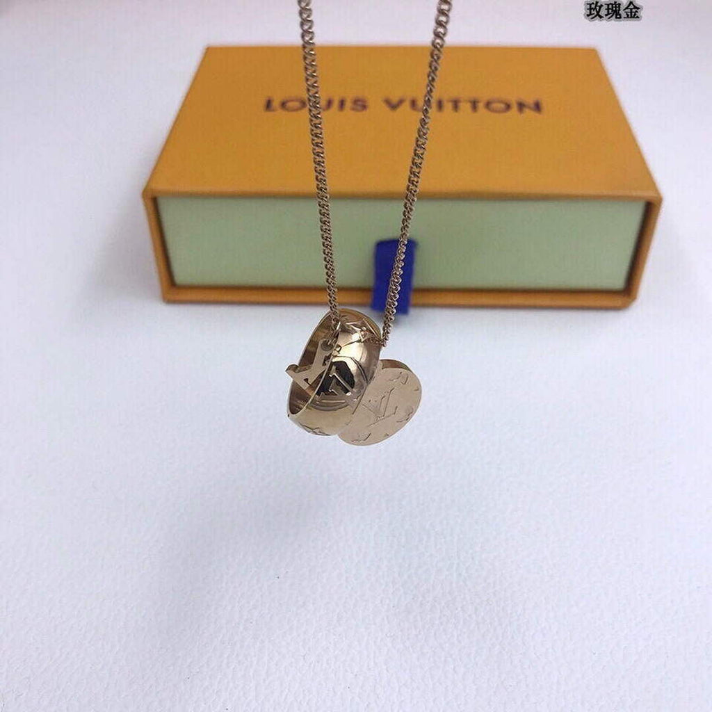 LV M62485 Louis Vuitton Monogram Charms Necklace Rose Gold