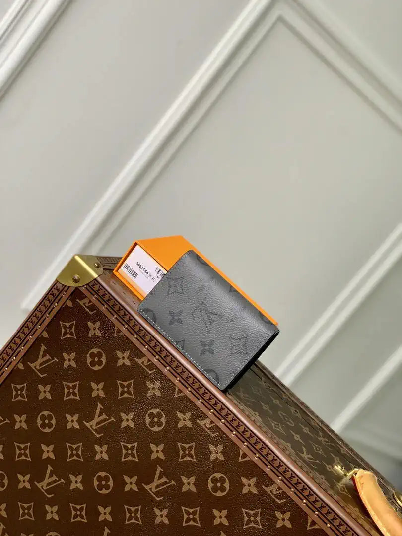 LV M63144 Louis Vuitton Pocket Organizer Coated Canvas Gray