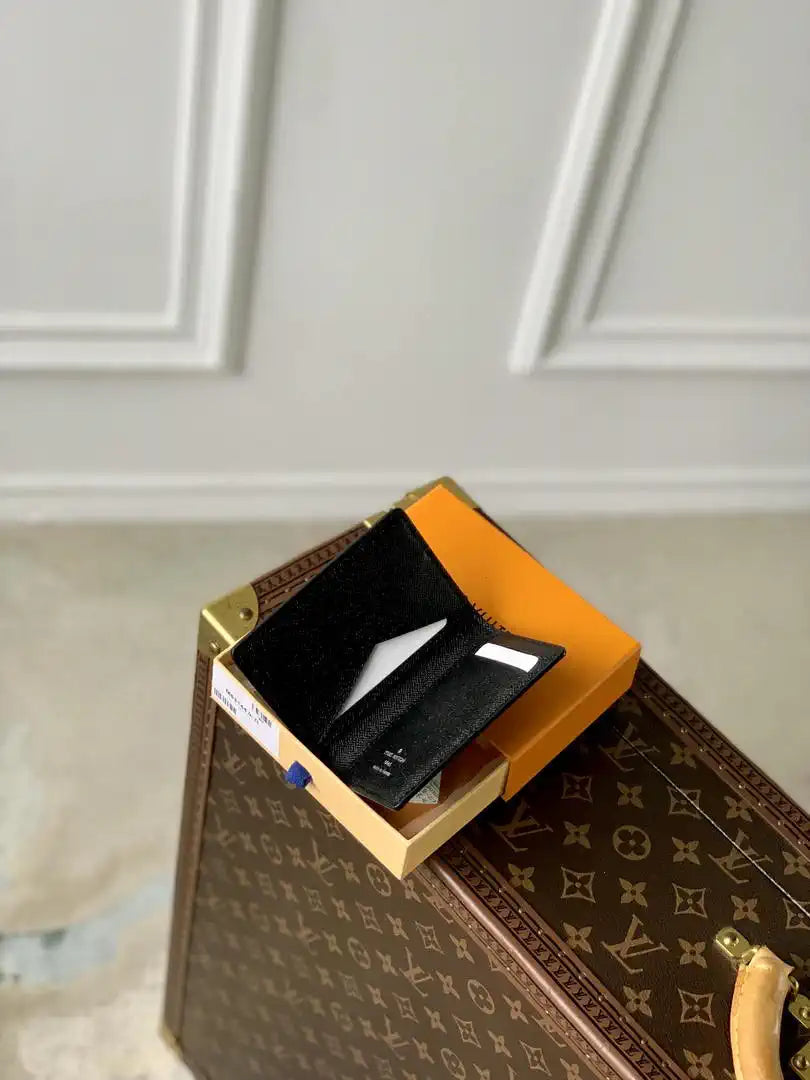 LV M63144 Louis Vuitton Pocket Organizer Coated Canvas Gray