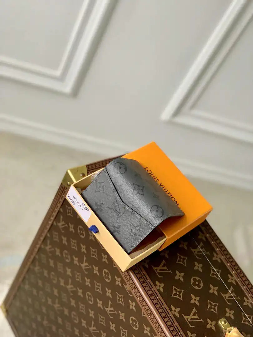 LV M63144 Louis Vuitton Pocket Organizer Coated Canvas Gray