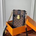 LV M63913 Louis Vuitton Vertical Trunk Pochette Bag Black - Default Title - View 1