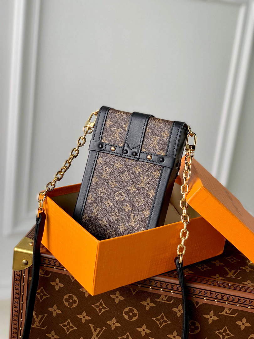 LV M63913 Louis Vuitton Vertical Trunk Pochette Bag Black - Default Title - View 2