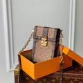 LV M63913 Louis Vuitton Vertical Trunk Pochette Bag Brown - Default Title - View 1