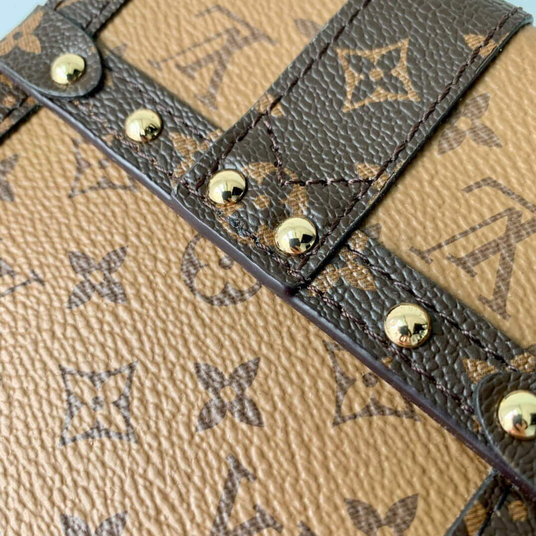 LV M63913 Louis Vuitton Vertical Trunk Pochette Bag Brown - Default Title - View 6