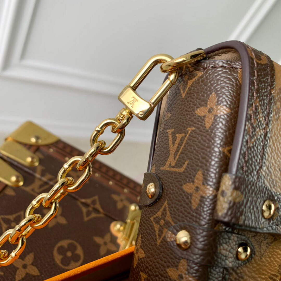 LV M63913 Louis Vuitton Vertical Trunk Pochette Bag Brown - Default Title - View 7