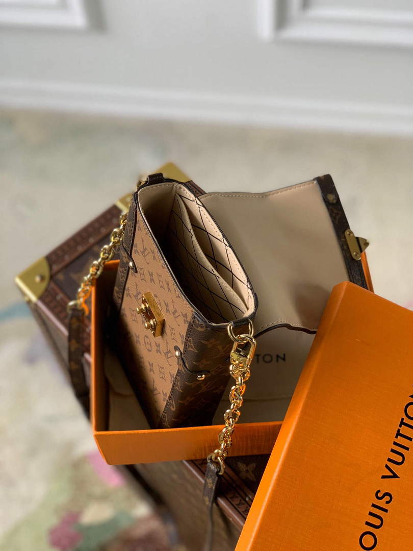 LV M63913 Louis Vuitton Vertical Trunk Pochette Bag Brown - Default Title - View 8