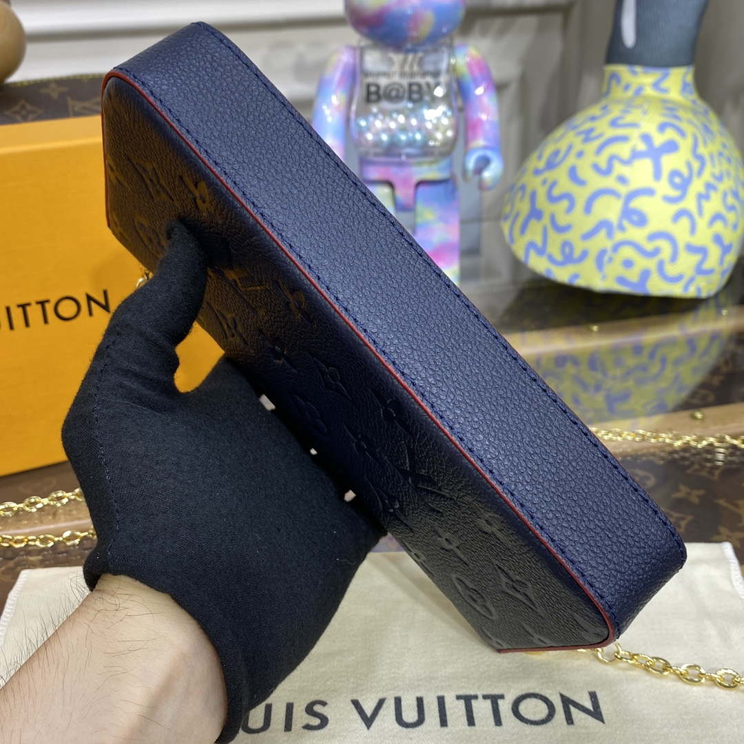 LV M64064 Louis Vuitton Felicie Pochette Monogram Empreinte Bag Black with Red - Default Title - View 4