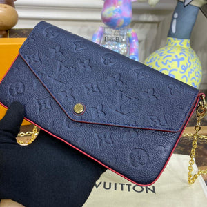 LV M64064 Louis Vuitton Felicie Pochette Monogram Empreinte Bag Black with Red - Default Title - View 5