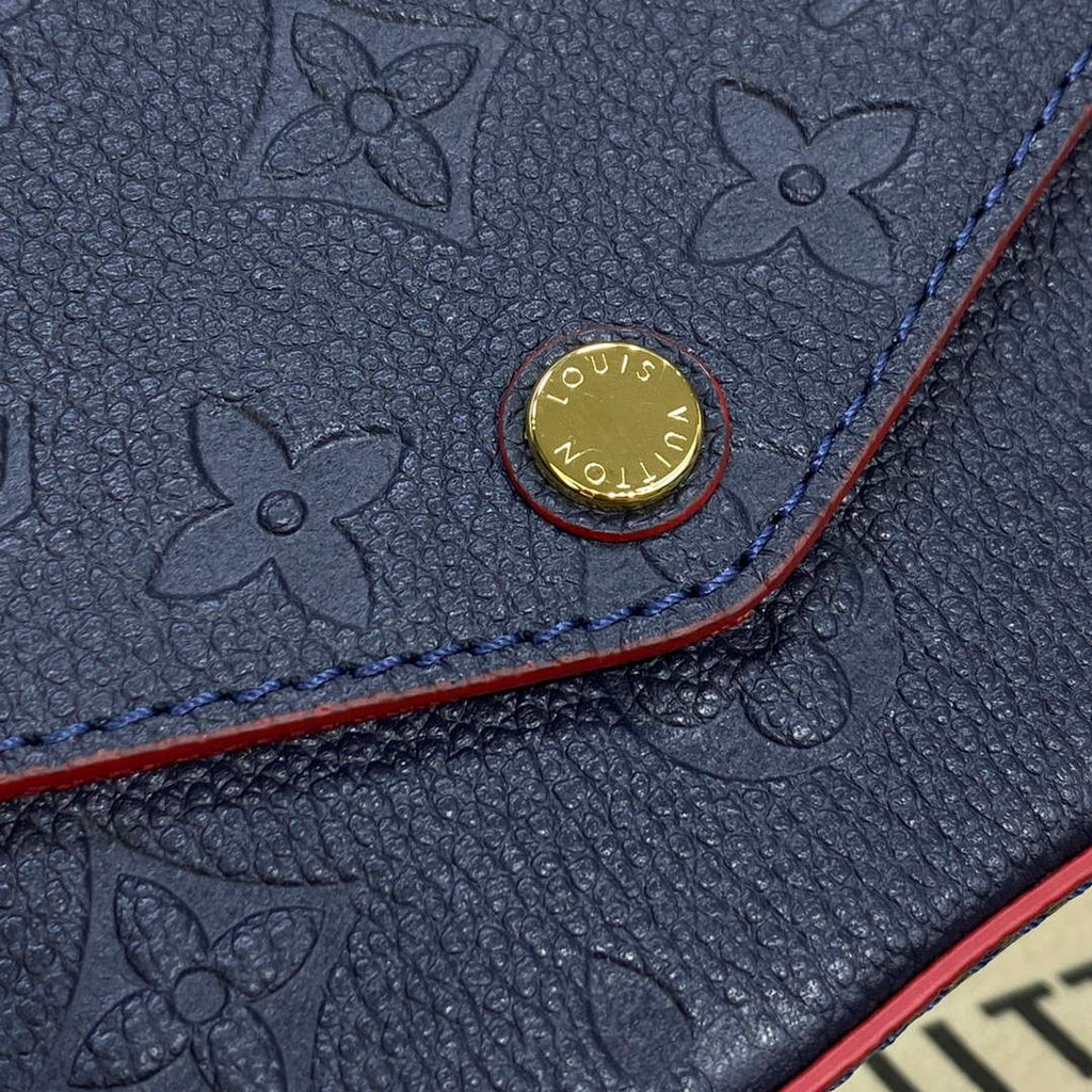 LV M64064 Louis Vuitton Felicie Pochette Monogram Empreinte Bag Black with Red