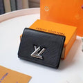 LV M64414 Louis Vuitton Twist Compact Wallet Epi Leather Black - luxibagsmall