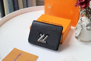 LV M64414 Louis Vuitton Twist Compact Wallet Epi Leather Black - luxibagsmall