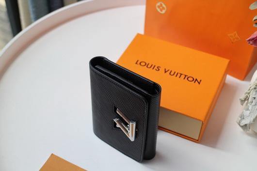 LV M64414 Louis Vuitton Twist Compact Wallet Epi Leather Black - luxibagsmall