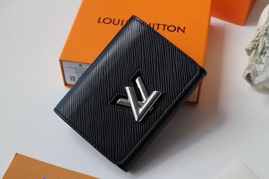LV M64414 Louis Vuitton Twist Compact Wallet Epi Leather Black - luxibagsmall