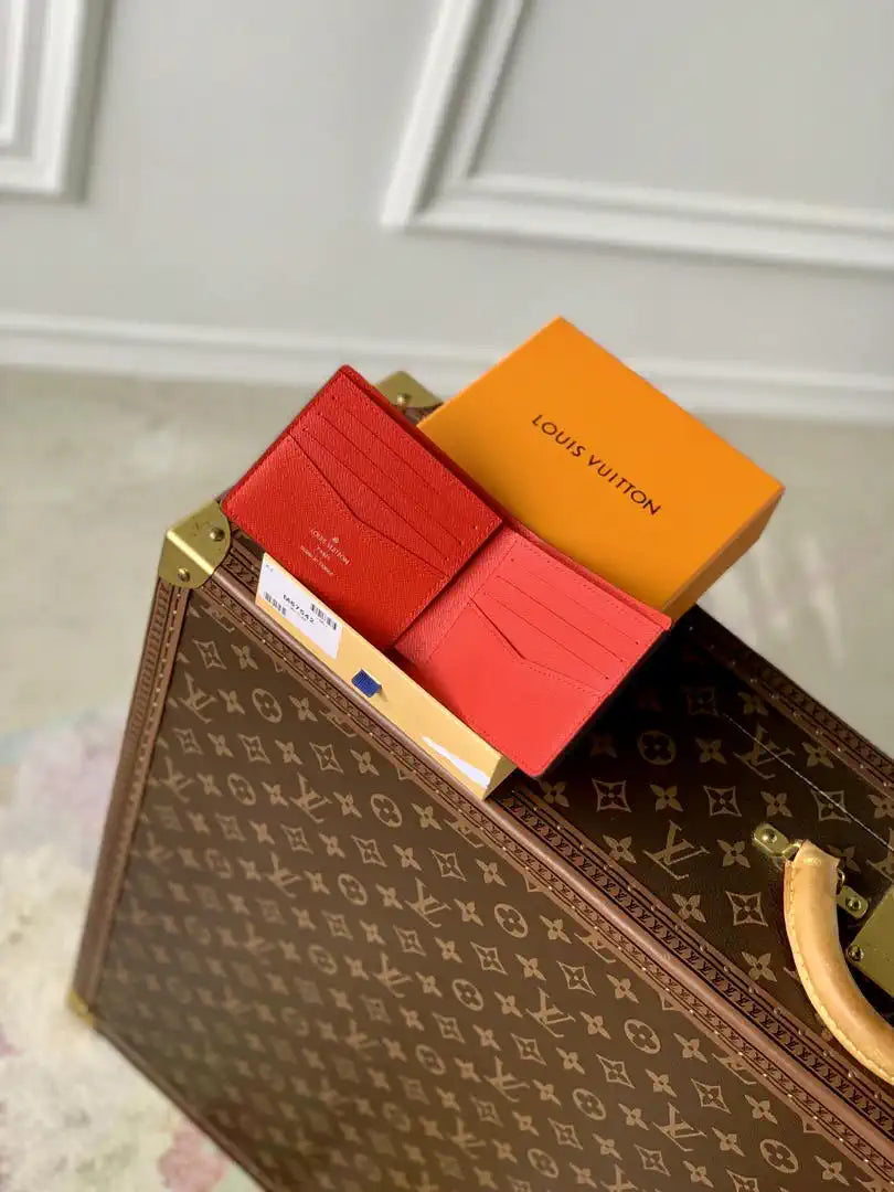 LV M67542 MULTIPLE Wallet Louis Vuitton x Supreme leather Red