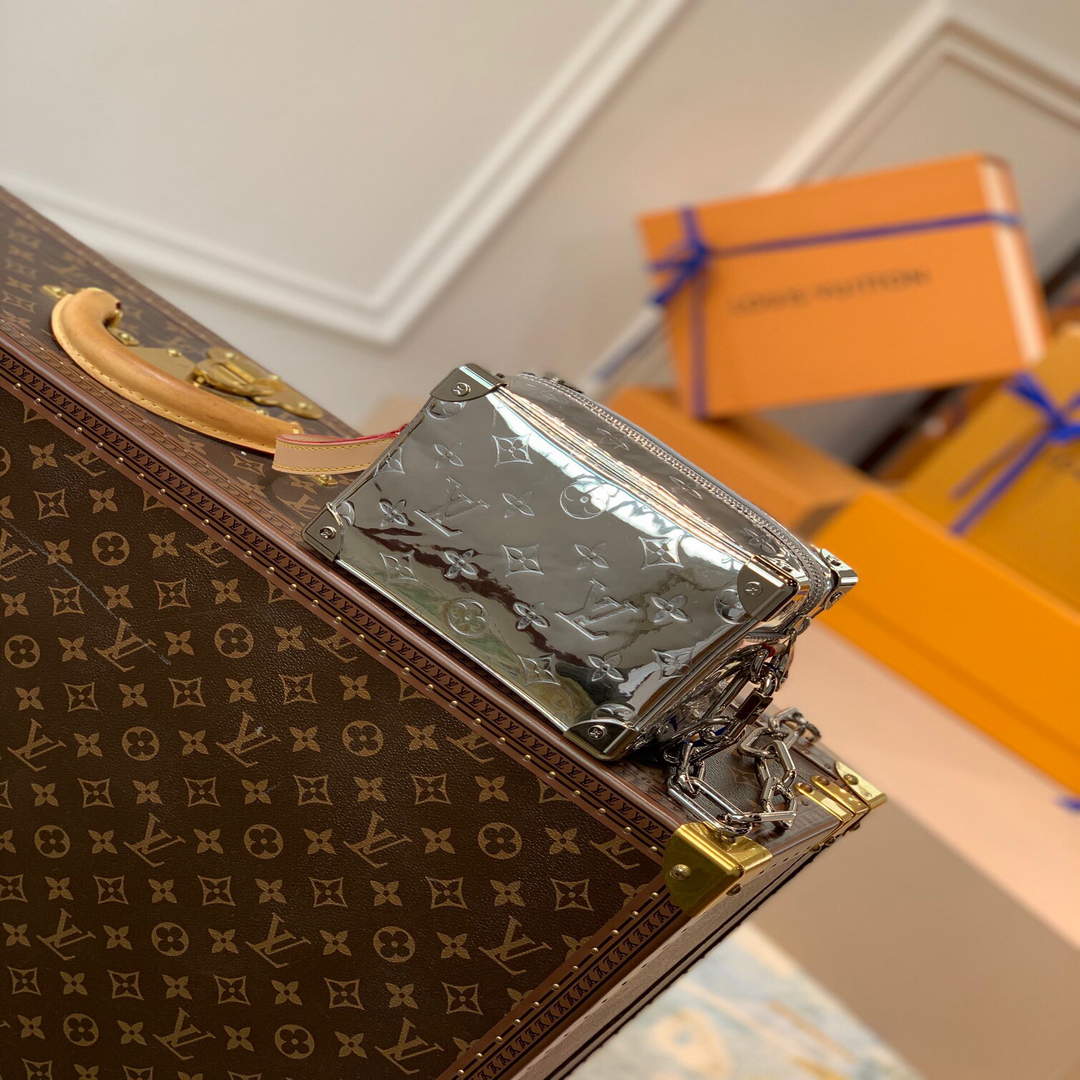 LV M68906 Louis Vuitton Mini Soft Trunk Bag Patent Silver - Default Title - View 2