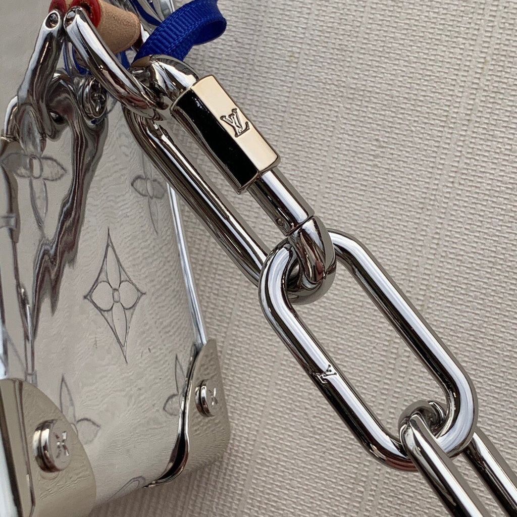 LV M68906 Louis Vuitton Mini Soft Trunk Bag Patent Silver