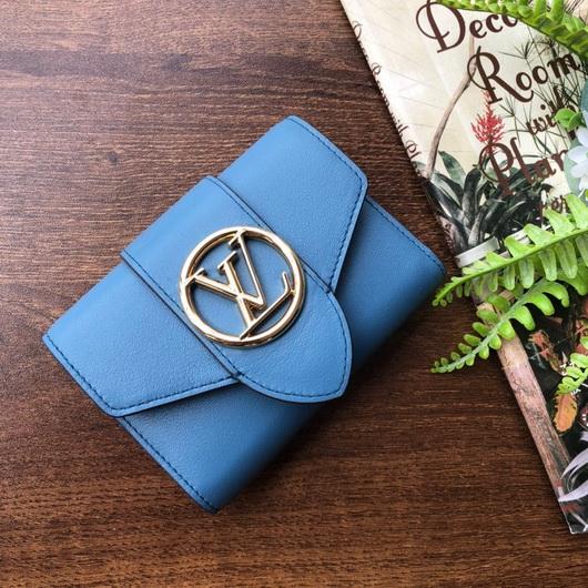 LV M69175 Louis Vuitton LV Pont 9 Compact Wallet Epi Leather Blue - luxibagsmall