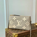 LV M69203 Louis Vuitton Double Zip Pochette Monogram Gray - luxibagsmall