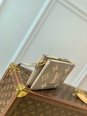LV M69203 Louis Vuitton Double Zip Pochette Monogram Gray - luxibagsmall