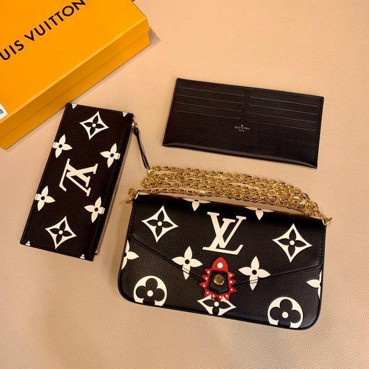 LV M69515 Louis Vuitton Crafty F¨¦licie Pochette Black - luxibagsmall